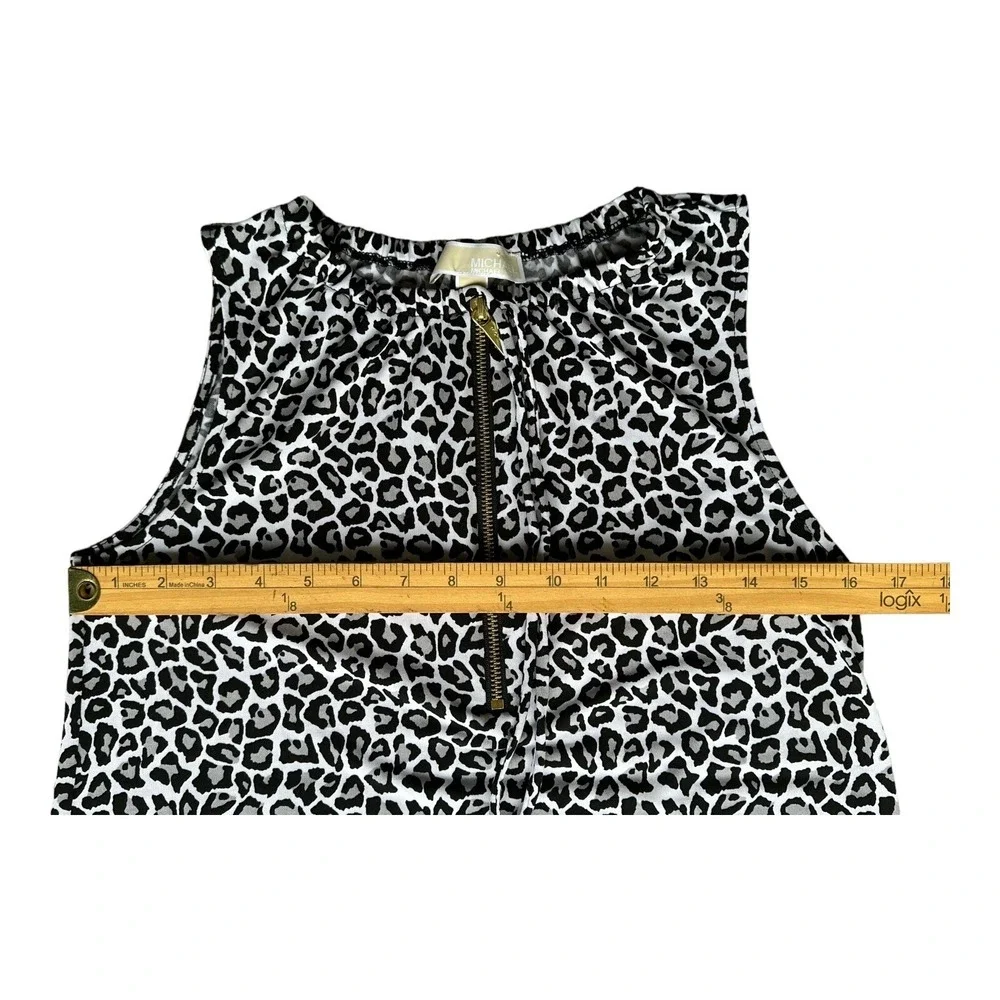 Michael‎ Kors Women Sleeveless Casual Dress BLACK White Print TASSEL Size XS